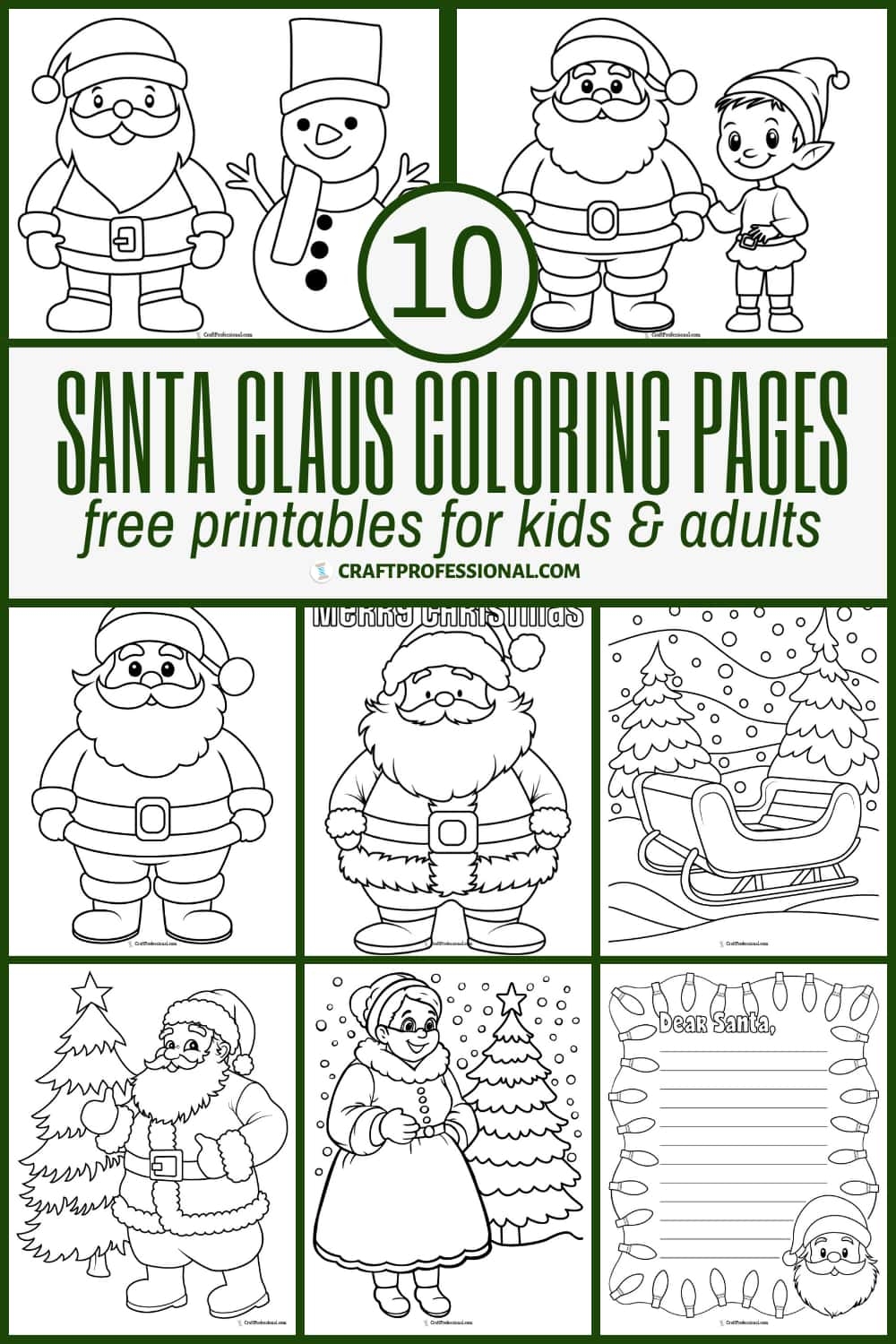 10 Santa Coloring Pages 10 Santa Coloring Pages