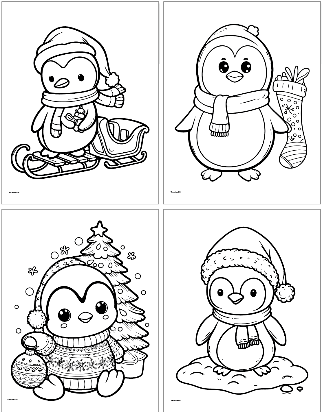 11 Free Printable Christmas Penguin Coloring Pages For Kids The Artisan Life