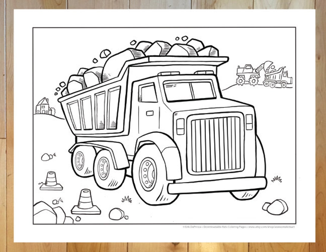 Big Construction Dump Truck Coloring Page Downloadable PDF File Etsy Ireland Big Construction Dump Truck Coloring Page Downloadable PDF File Etsy Ireland