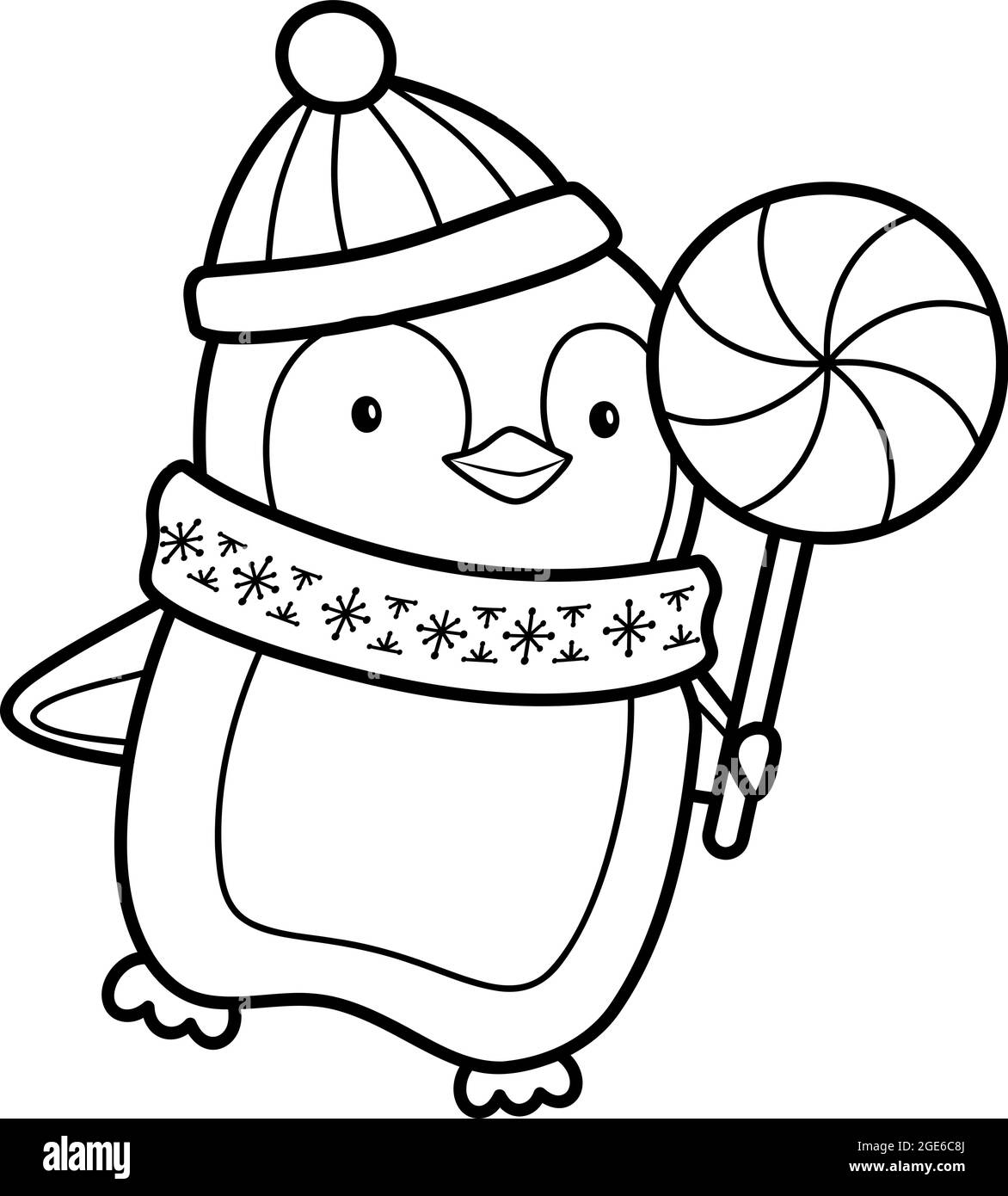 Christmas Coloring Book Or Page For Kids Christmas Penguin Black And White Vector Illustration Stock Vector Image Art Alamy