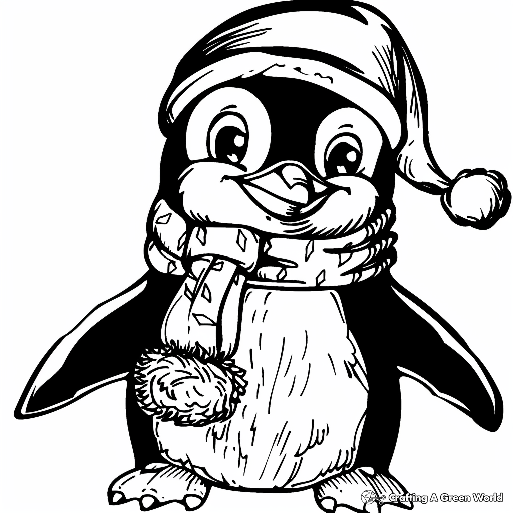 Christmas Penguin Coloring Pages Free Printable 