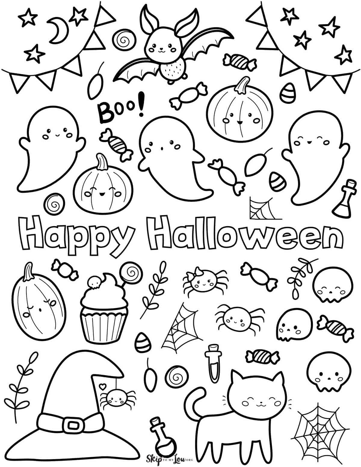 Coloring Pages Happy Halloween Cute Drawings Coloring Page Coloring Pages Happy Halloween Cute Drawings Coloring Page