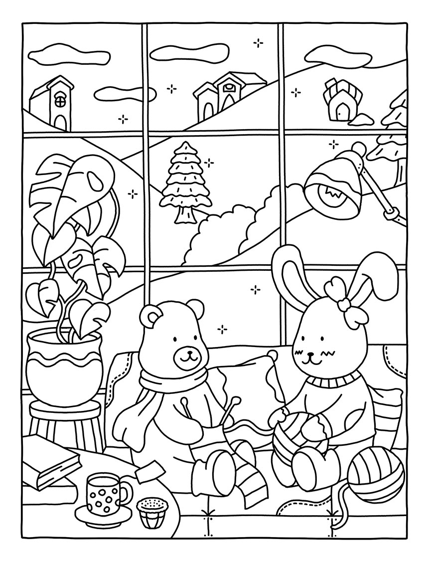 Printable Cozy Coloring Page