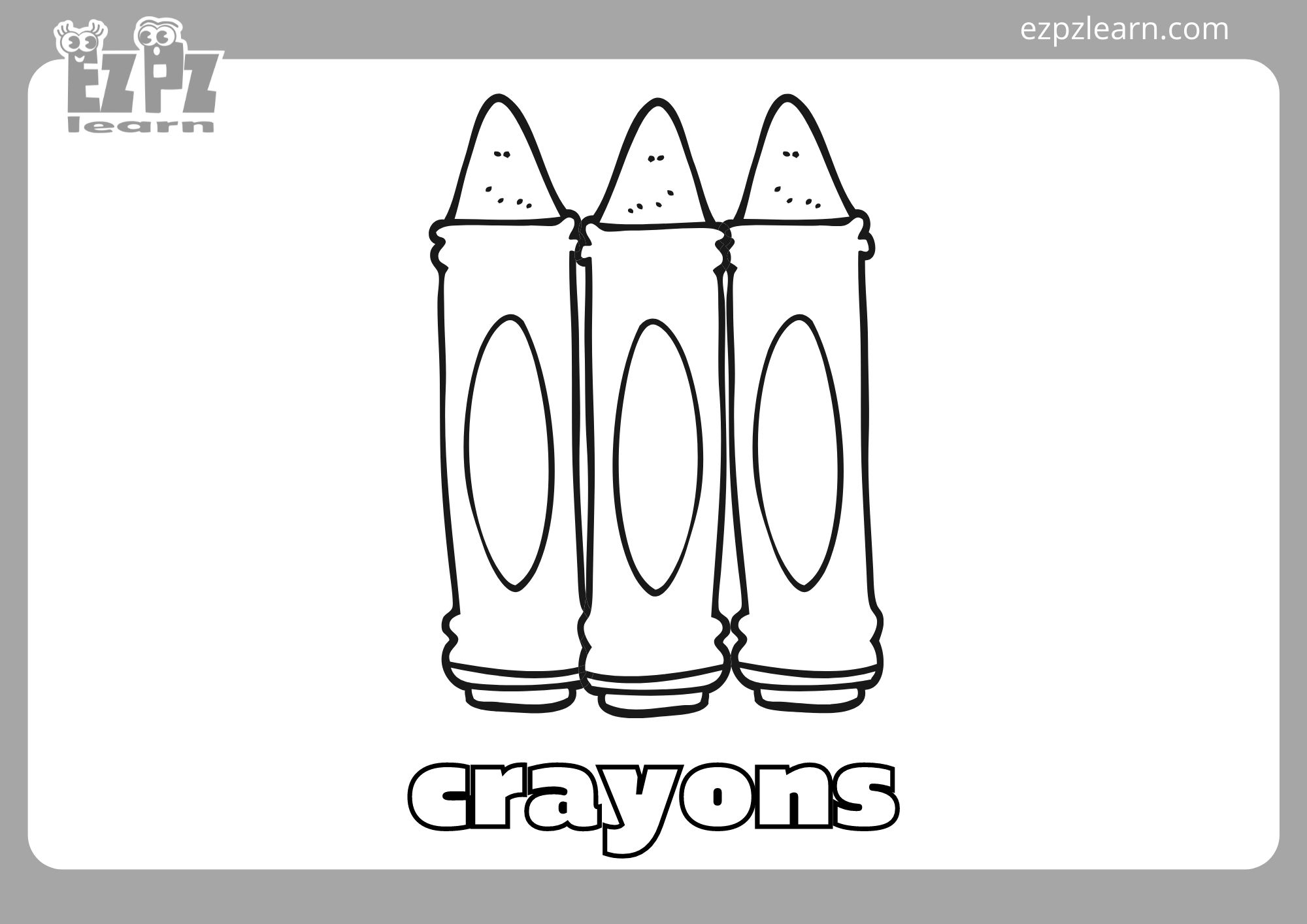 Crayons Coloring Page Ezpzlearn