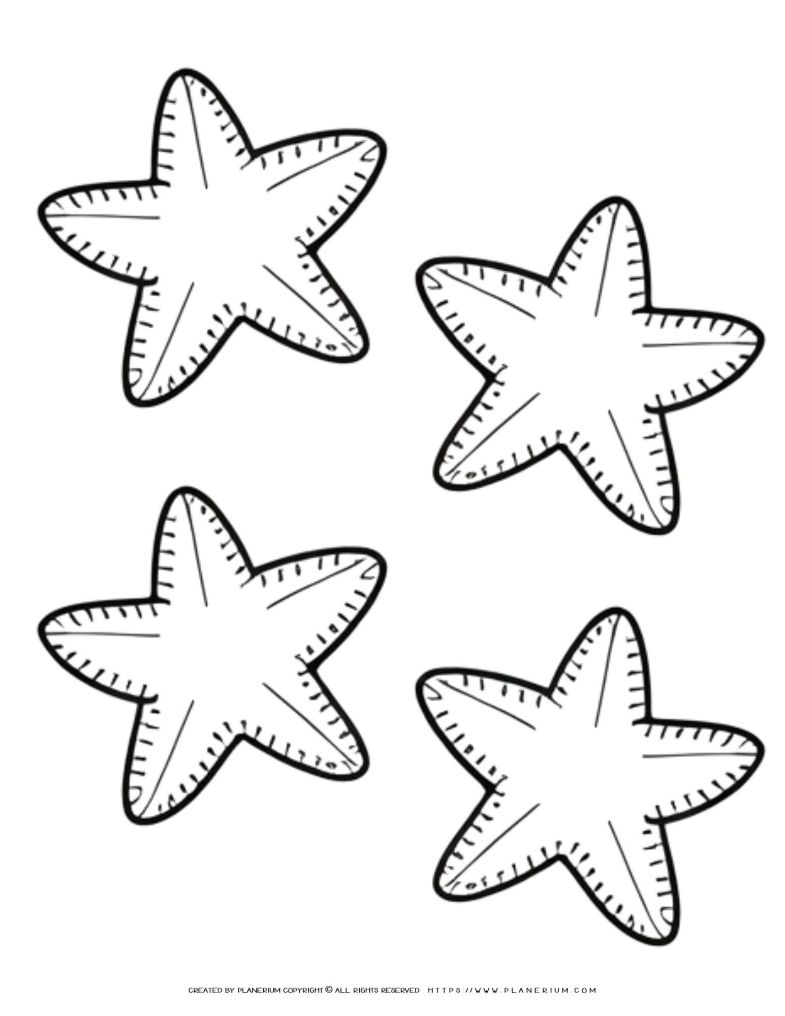 Engage Kids With Four Starfish Coloring Page Marine Learning