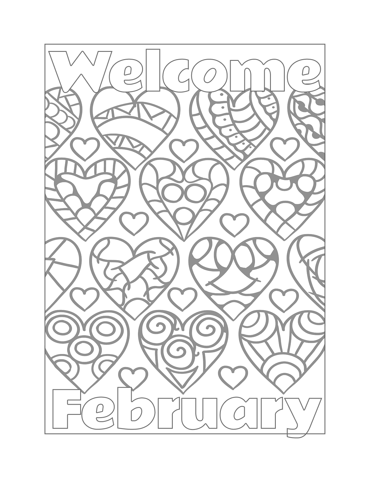 February Printable Coloring Pages