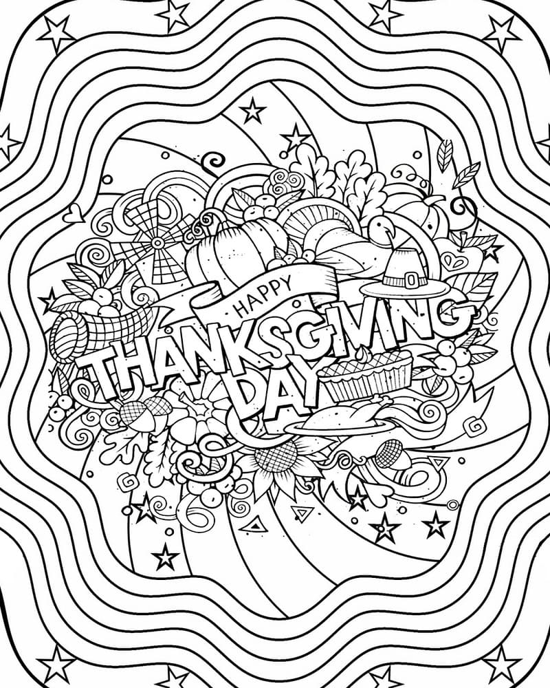 Happy Thanksgiving For Adults Coloring Page Download Print Or Color Online For Free