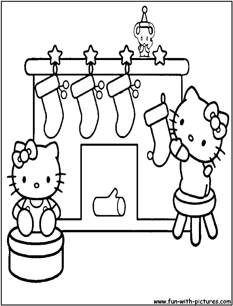 Hellokitty Christmas Coloring Page Hellokitty Christmas Coloring Page