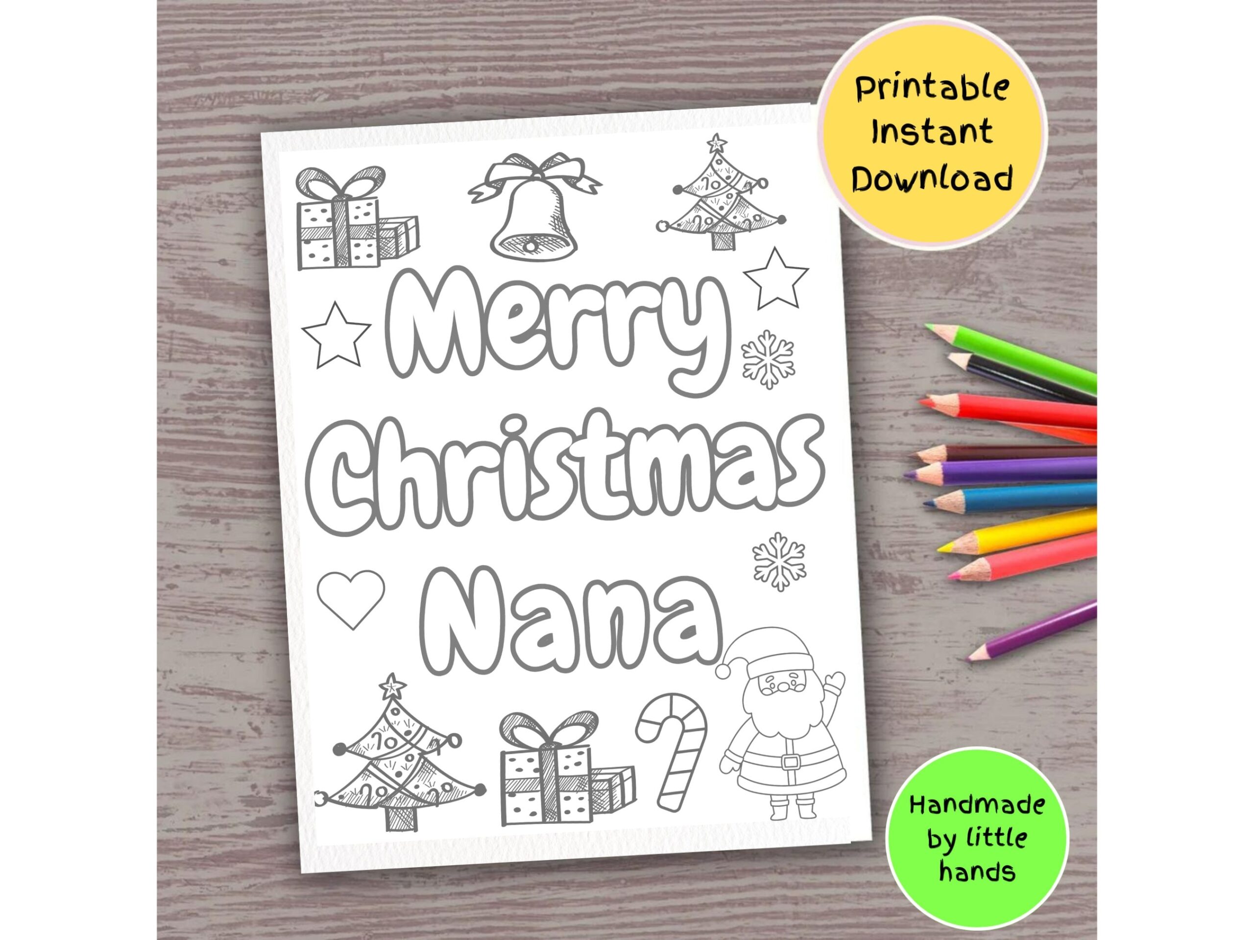 Merry Christmas Nana Printable Coloring Page For Kids Art Craft Activity Cute Handmade Diy Xmas Card Gift From Grandson Granddaughter Etsy Merry Christmas Nana Printable Coloring Page For Kids Art Craft Activity Cute Handmade Diy Xmas Card Gift From Grandson Granddaughter Etsy