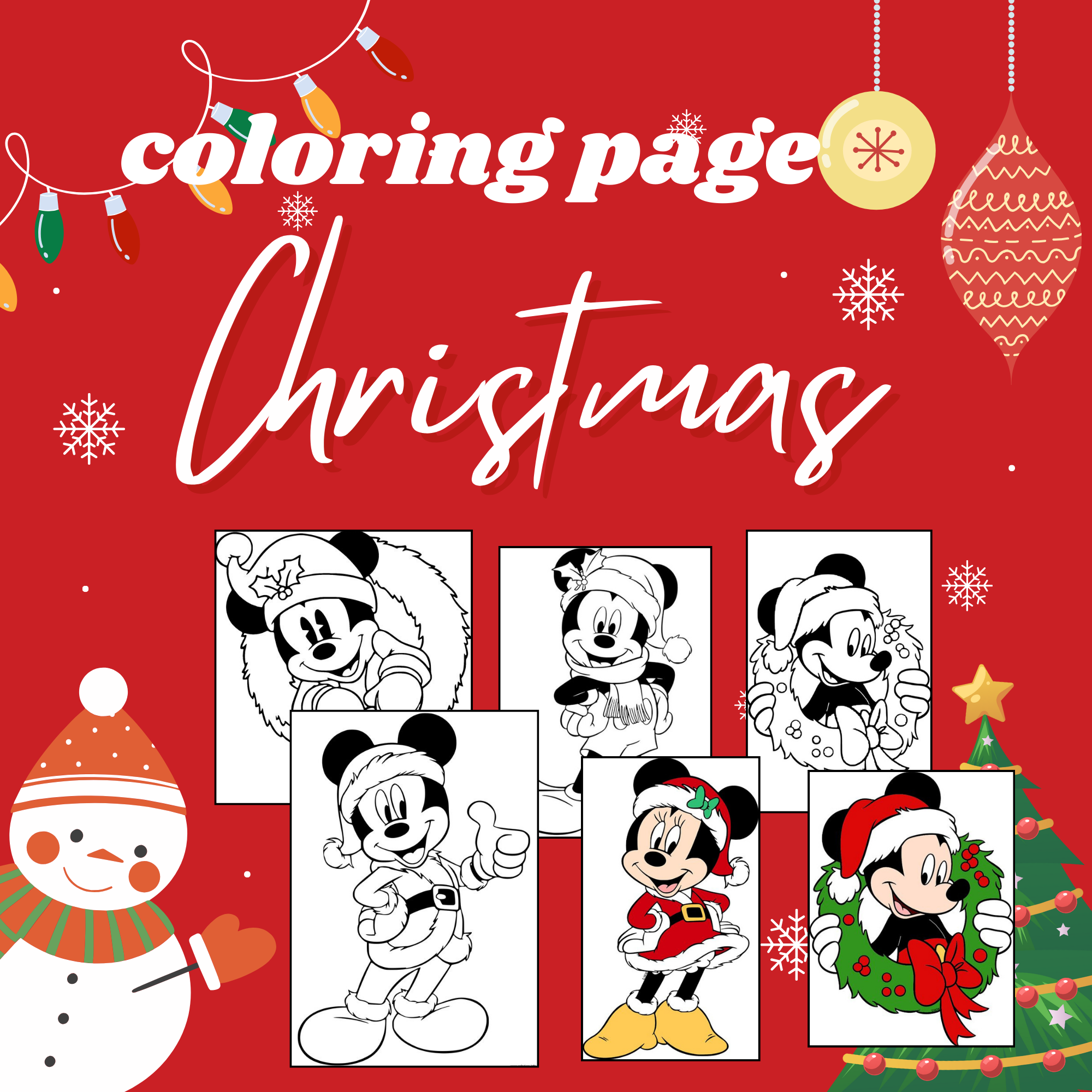 MICKEY MOUSE CHRISTMAS Coloring Pages Activity Worksheets 