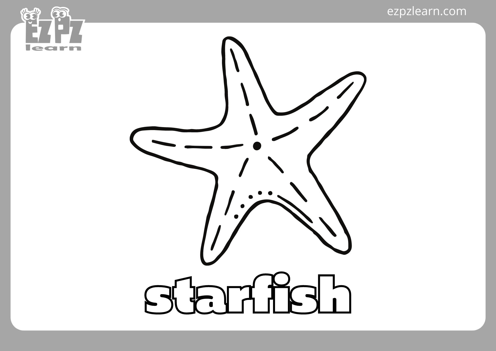 Starfish Coloring Page Ezpzlearn