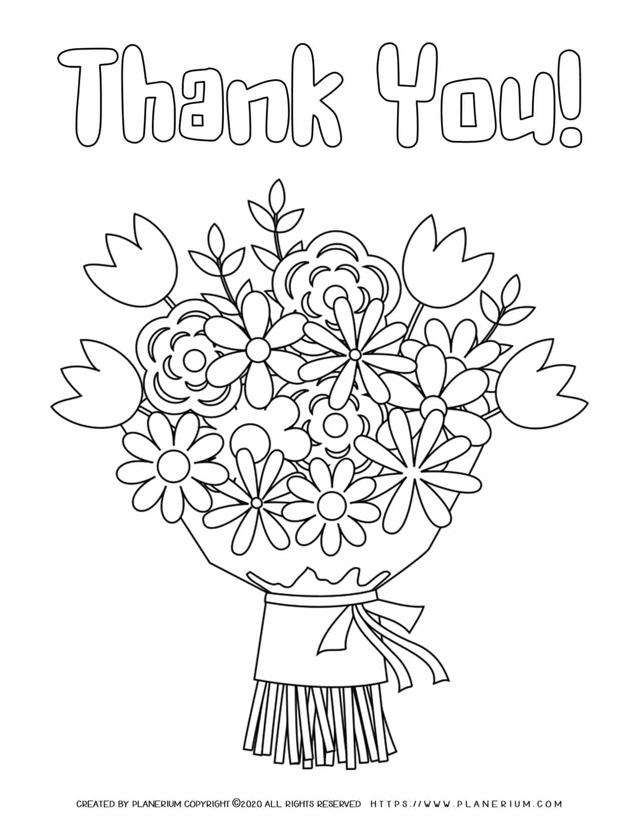 Thank You Flowers Coloring Pages Free Printables Planerium Thank You Flowers Coloring Pages Free Printables Planerium