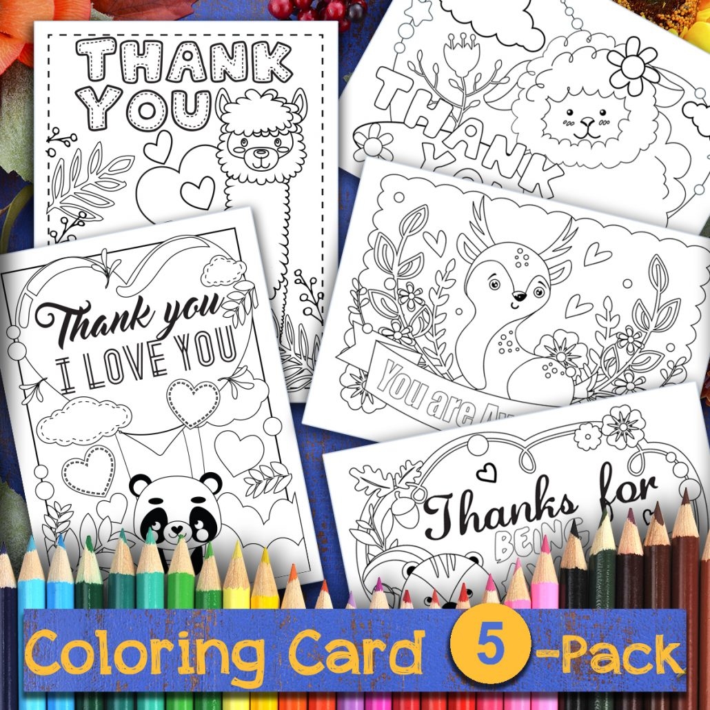 Thanksgiving Printable Coloring Thank You Cards 5 Pack Thank You Me Thanksgiving Printable Coloring Thank You Cards 5 Pack Thank You Me