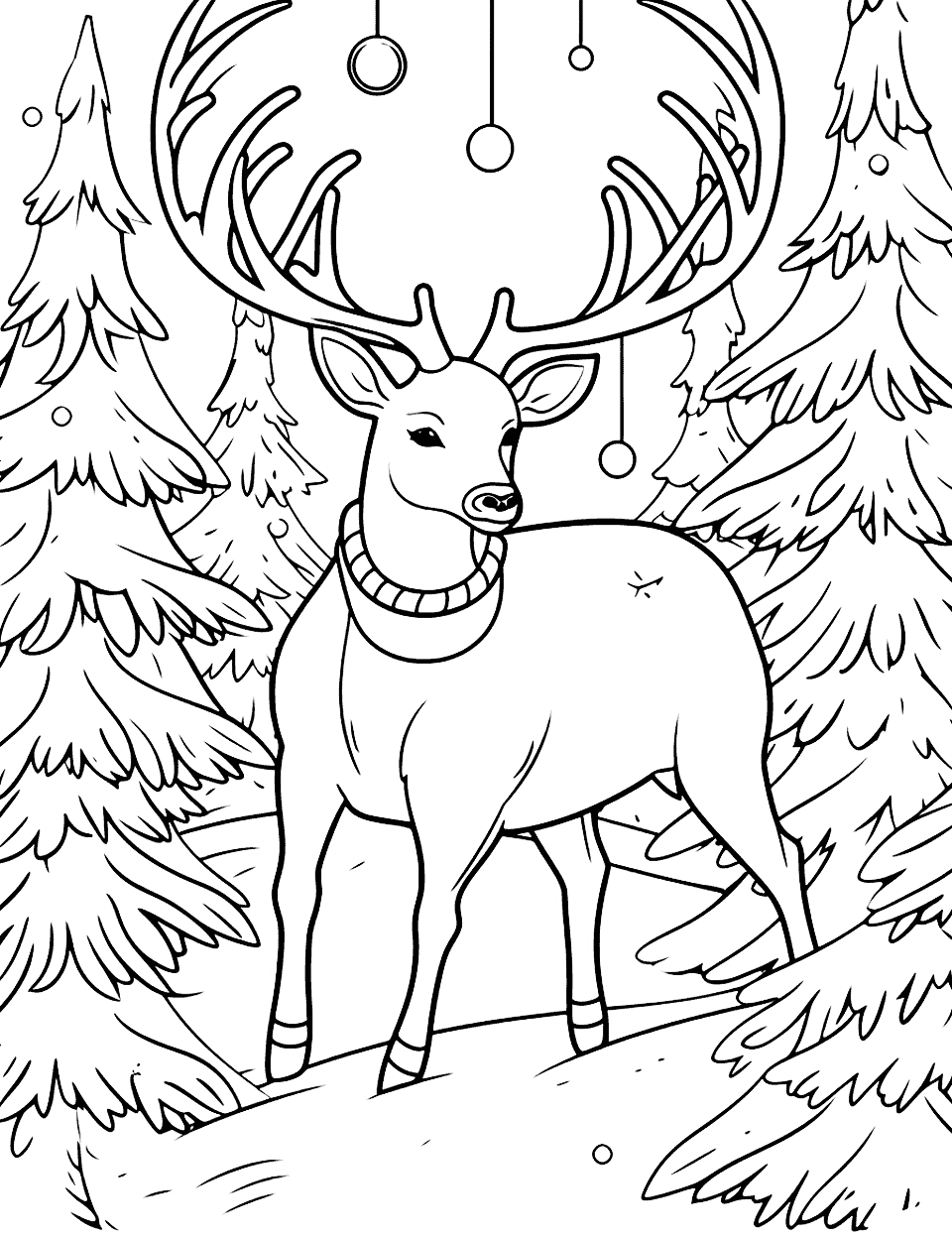 Christmas Reindeer Printable Coloring Pages