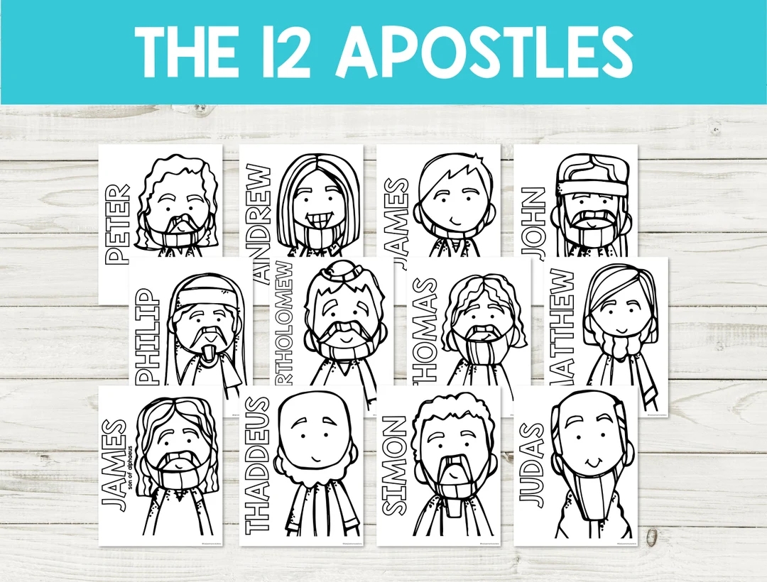 12 Apostles Coloring Pages Preschool Bible Verses Sunday School Homeschool Bible Printable Preschool Activity 12 Disciples Learning Etsy