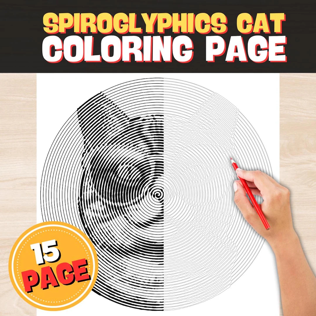 15 Pages Cat Spiroglyphics Coloring Puzzles Printables Etsy Canada