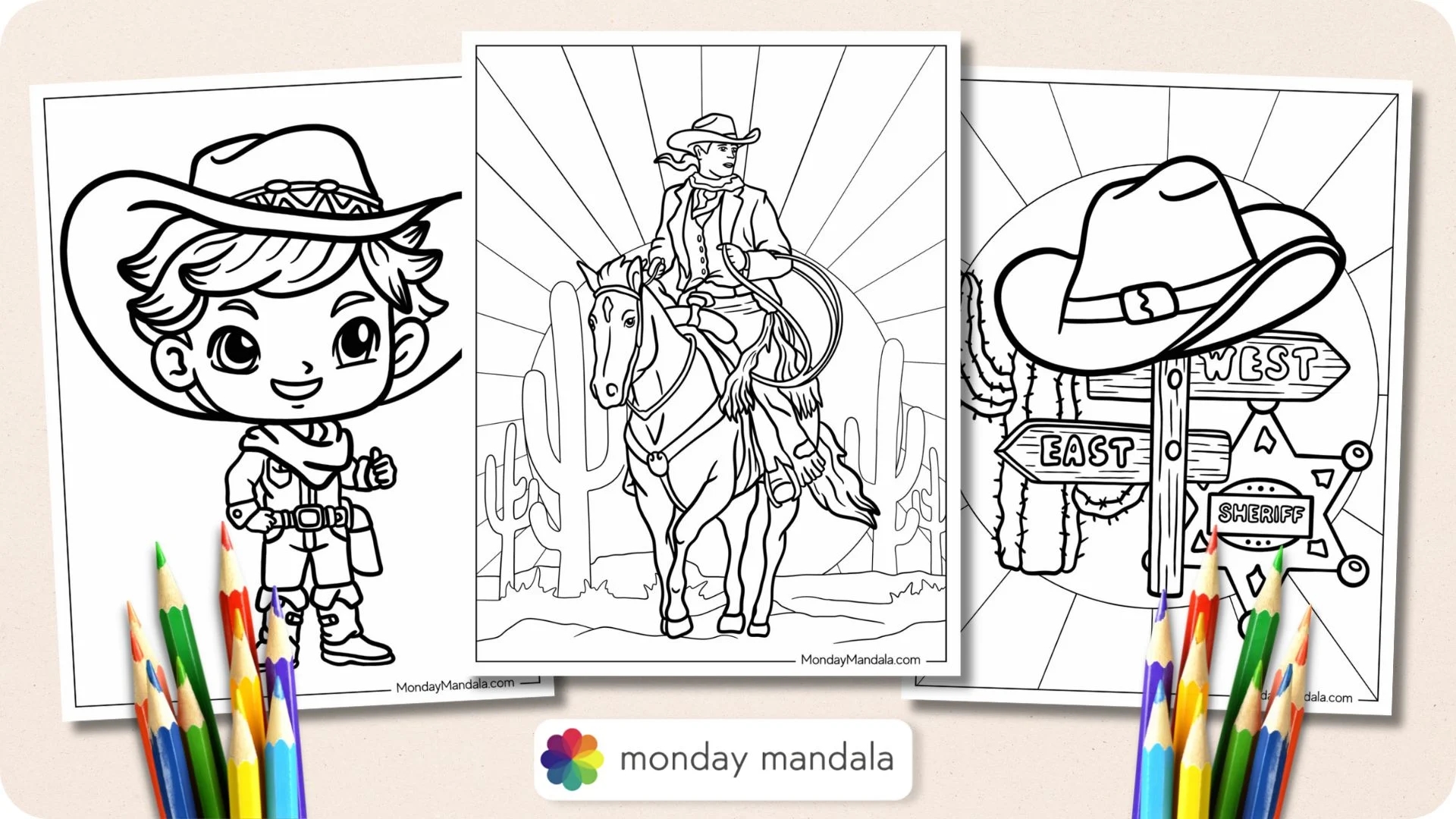 20 Cowboy Coloring Pages Free PDF Printables 