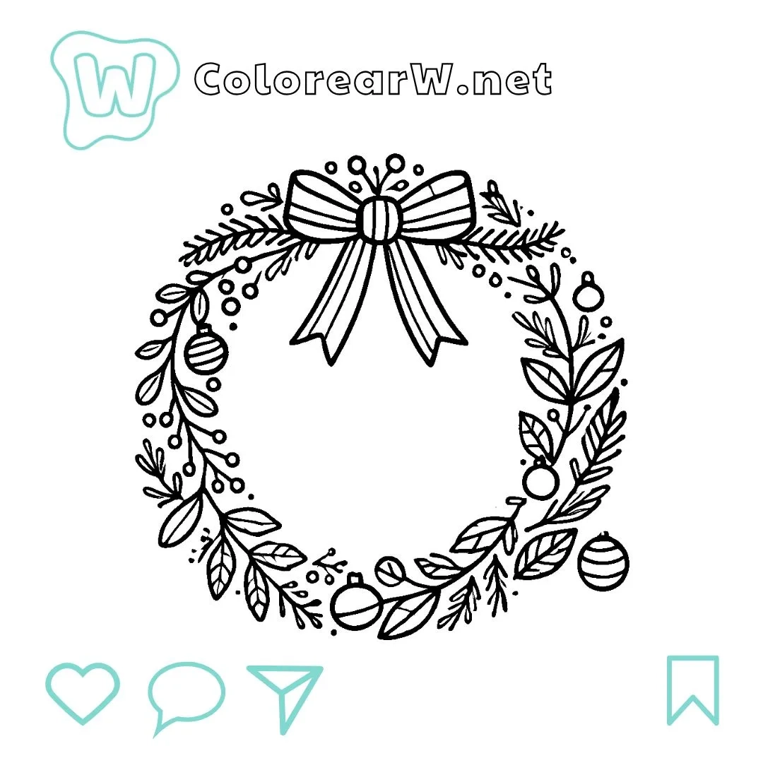 29 Christmas Wreaths Coloring Pages Free PDF Download