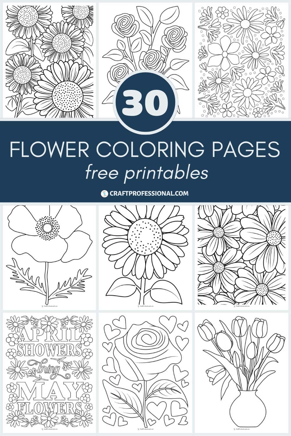 30 Flower Coloring Pages 30 Flower Coloring Pages