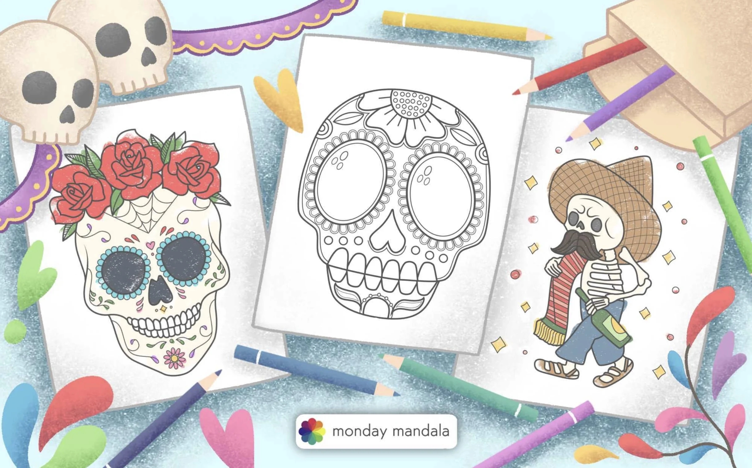 Sugar Skull Coloring Pages Free Printable