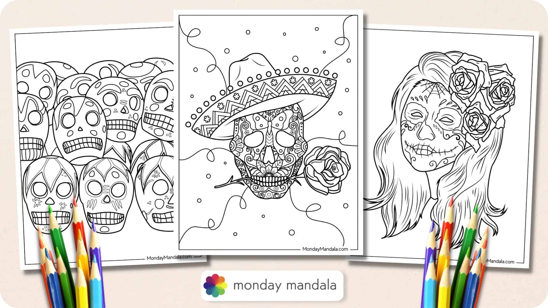 Sugar Skull Coloring Pages Free