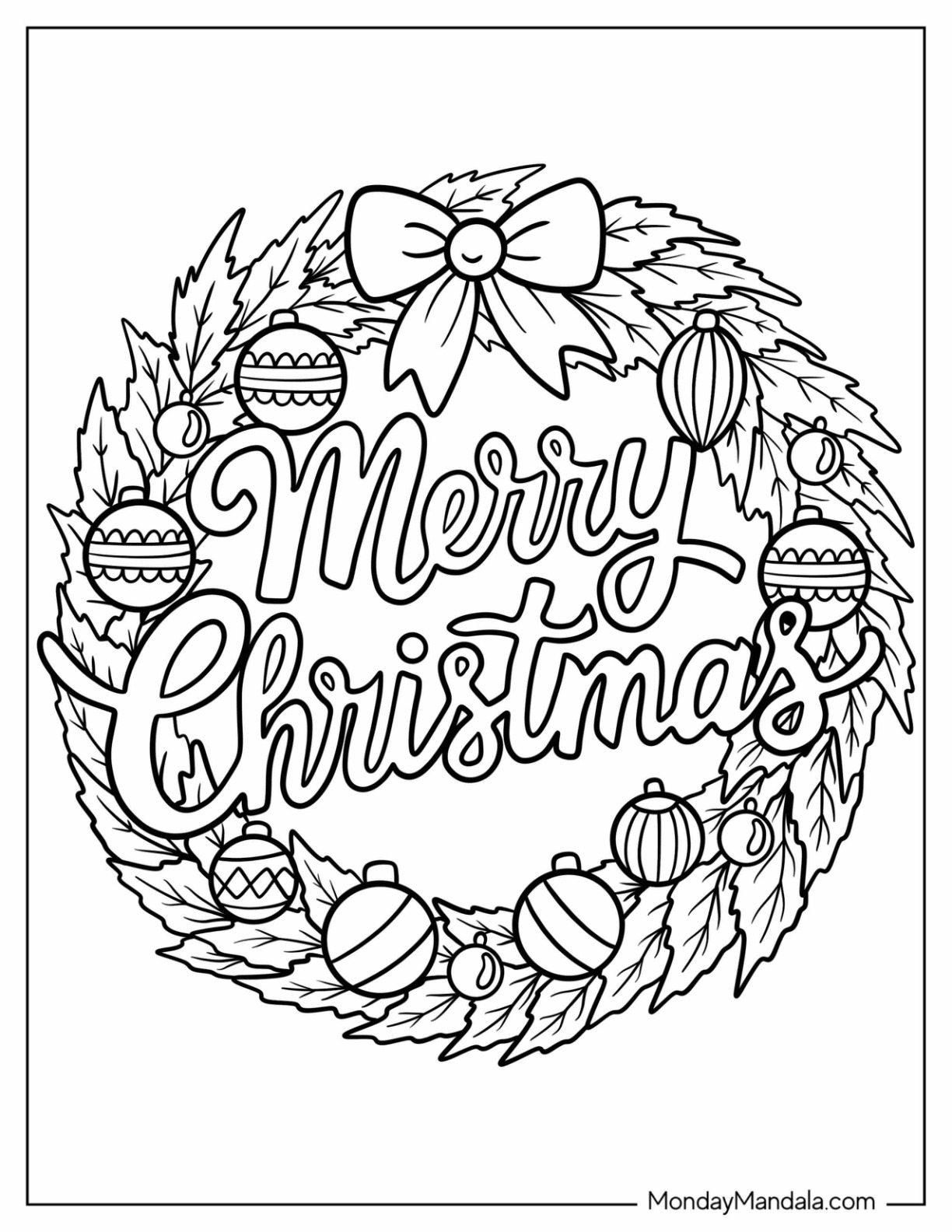 33 Christmas Wreath Coloring Pages Free PDF Printables 