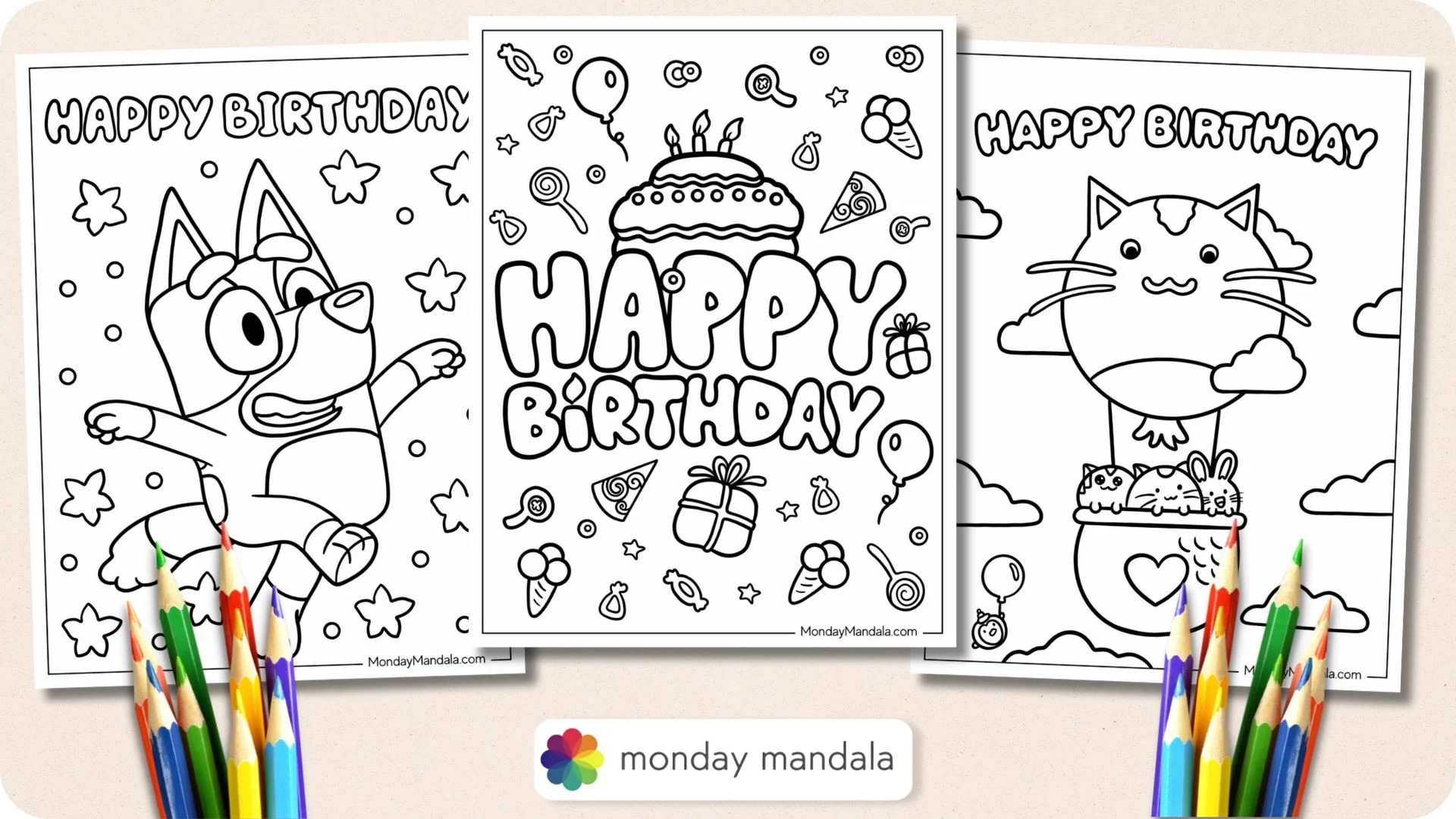 36 Happy Birthday Coloring Pages Free PDF Printables 