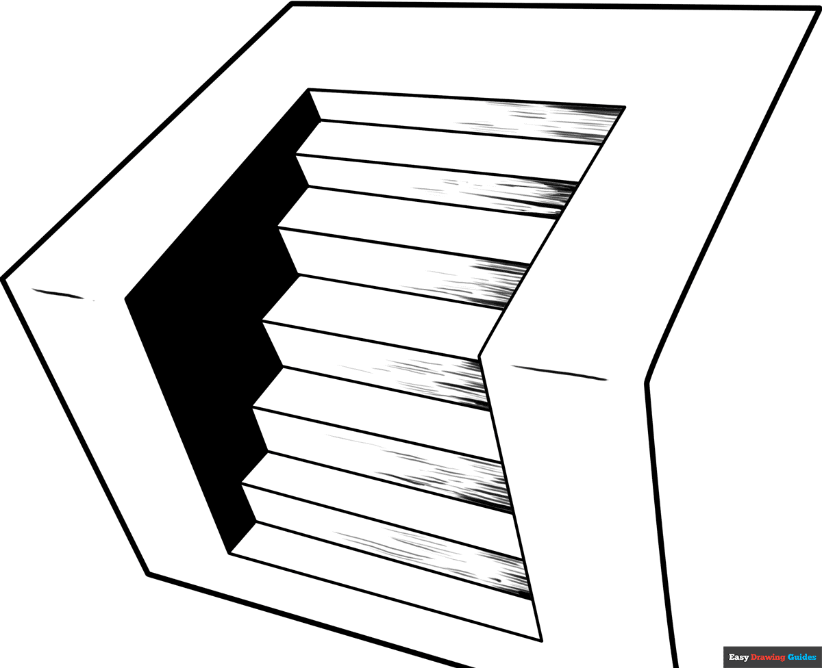 3D Stairs Coloring Page Easy Drawing Guides 3D Stairs Coloring Page Easy Drawing Guides