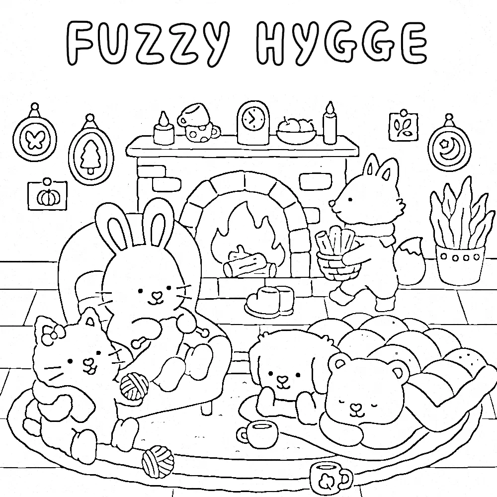 42 Fuzzy Hygge Coloring Pages Free Cute Drawings By Vivi Tinta