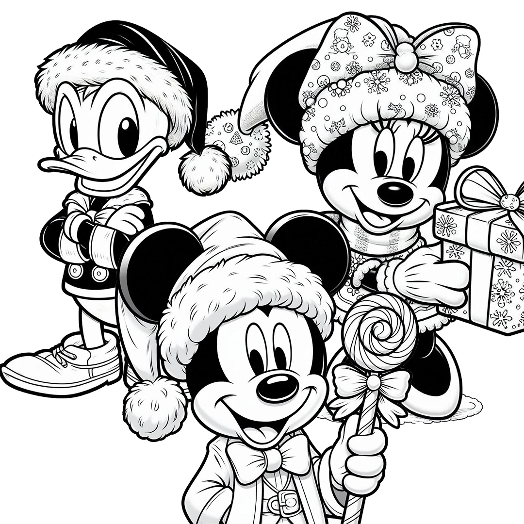 44 Disney Christmas Coloring Pages Mickey And His Friends Celebrate Christmas