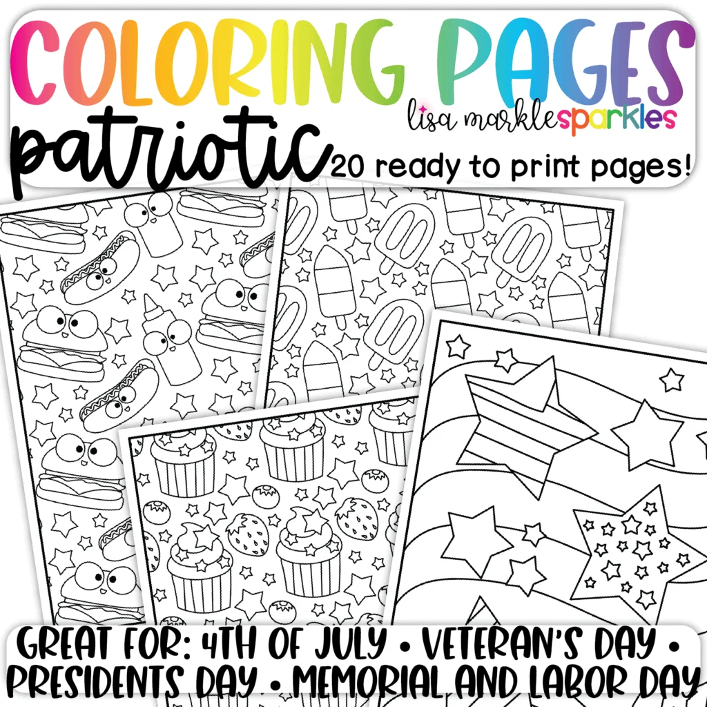 4th Of July Patriotic Coloring Pages Printable PDF Activity Lisa Markle Sparkles Clipart And Graphic Design