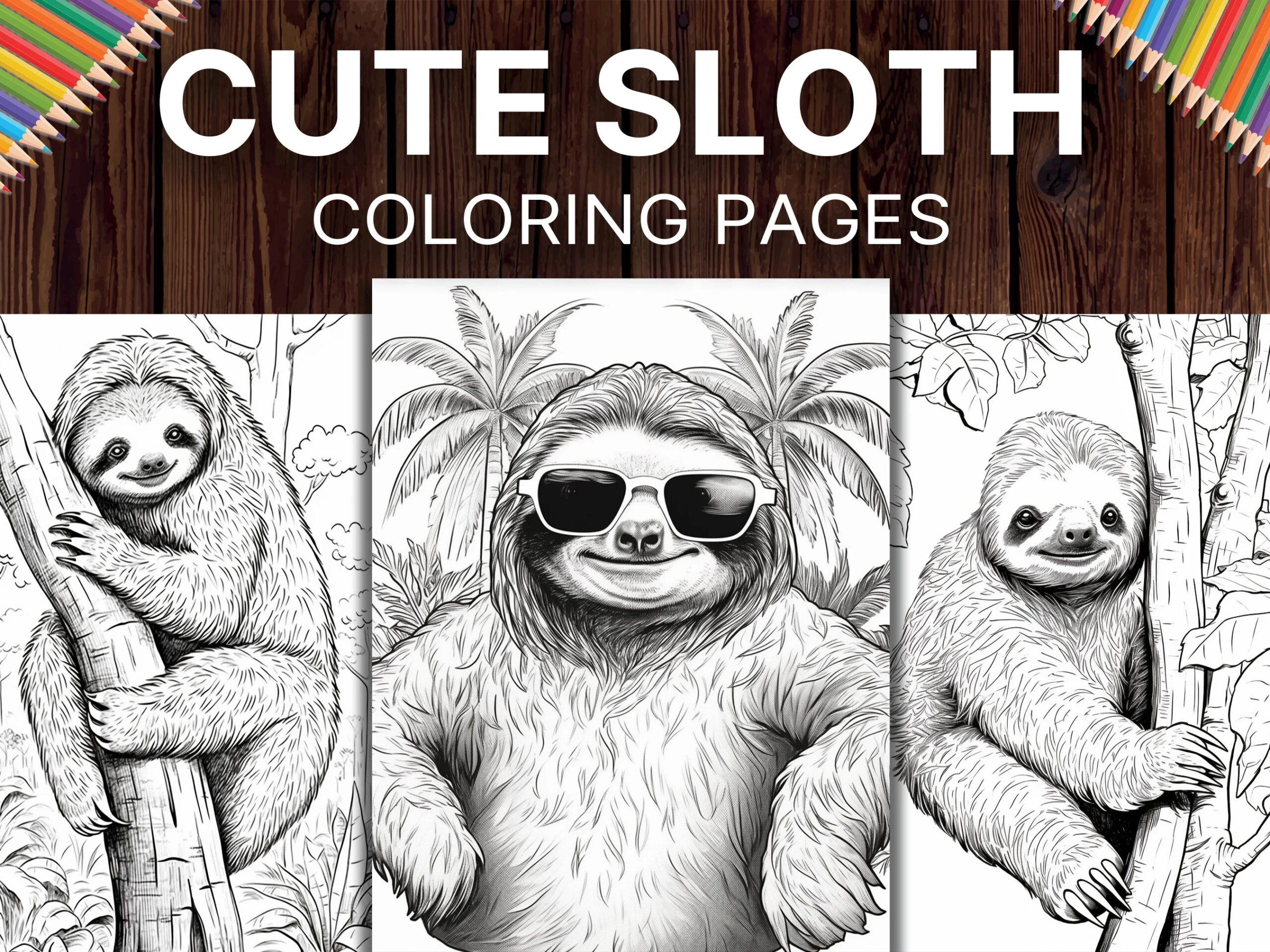 50 Cute Sloths Coloring Pages For Adults Animal Coloring Book For 50 Cute Sloths Coloring Pages For Adults Animal Coloring Book For