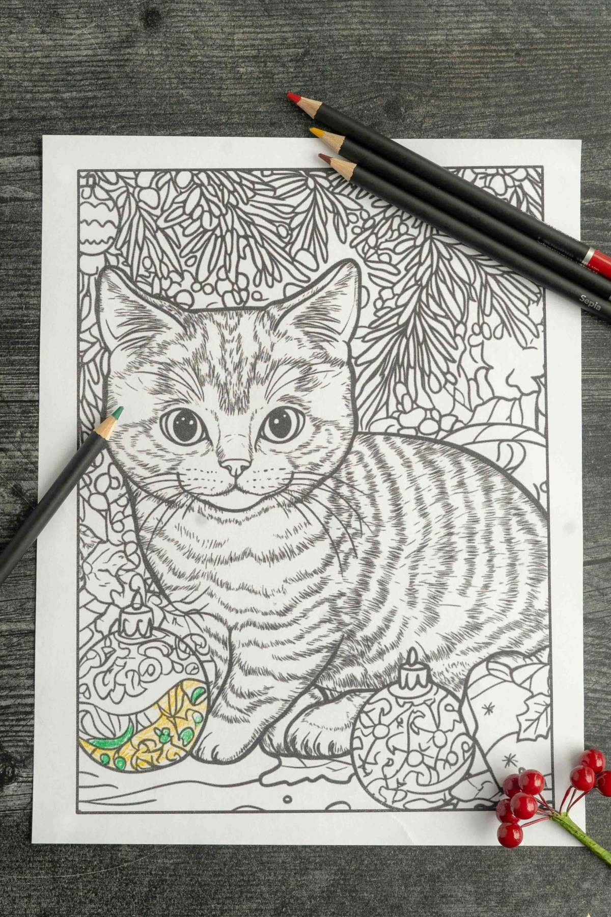 6 Adorable Christmas Cat Coloring Pages To Keep The Kids Busy