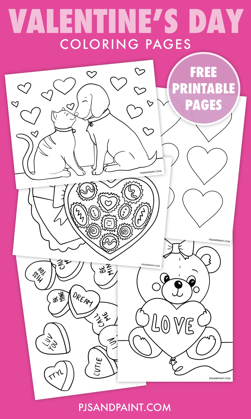 6 Free Printable Valentine s Day Coloring Pages Pjs And Paint