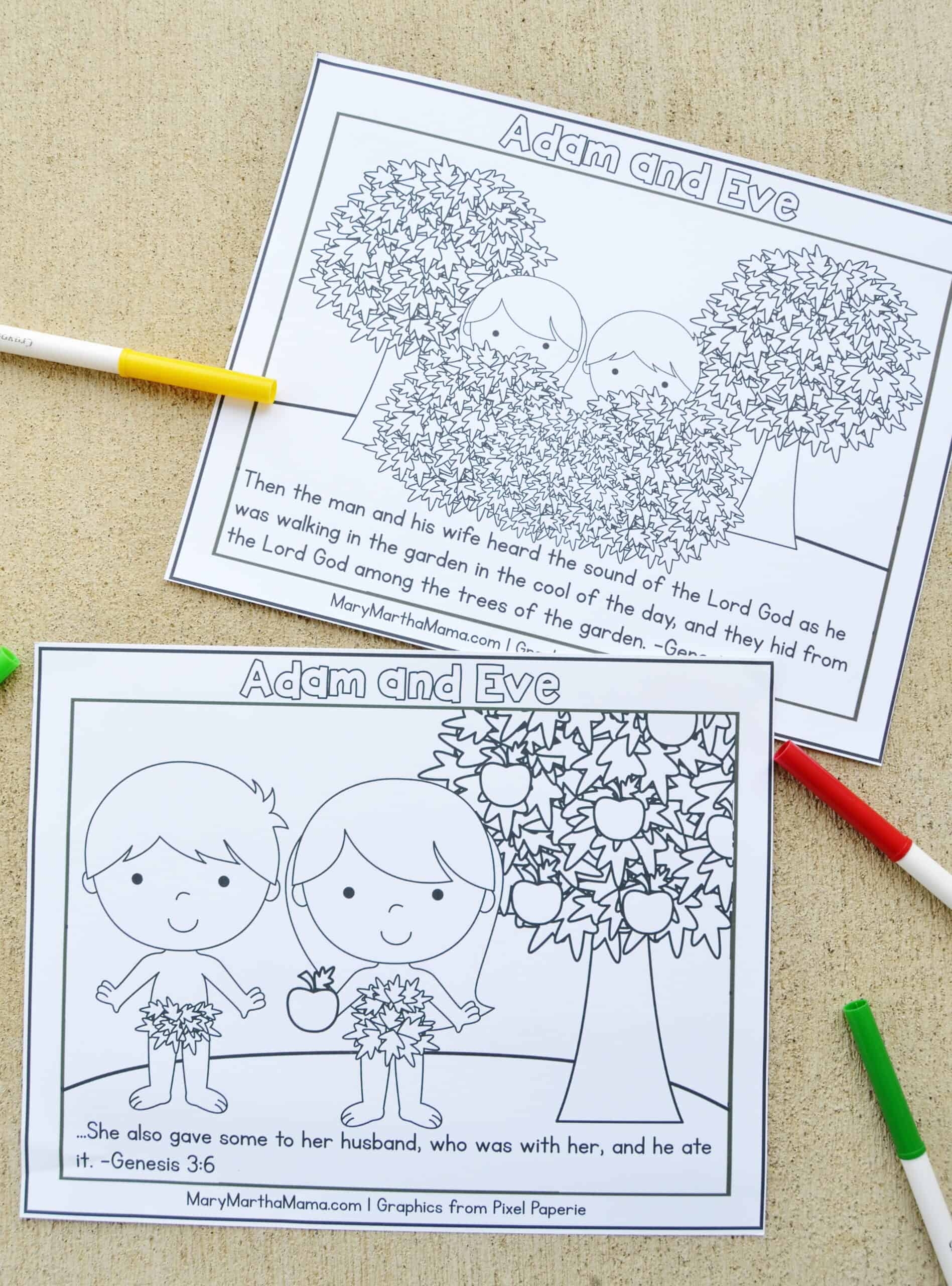 Adam And Eve Coloring Pages Mary Martha Mama