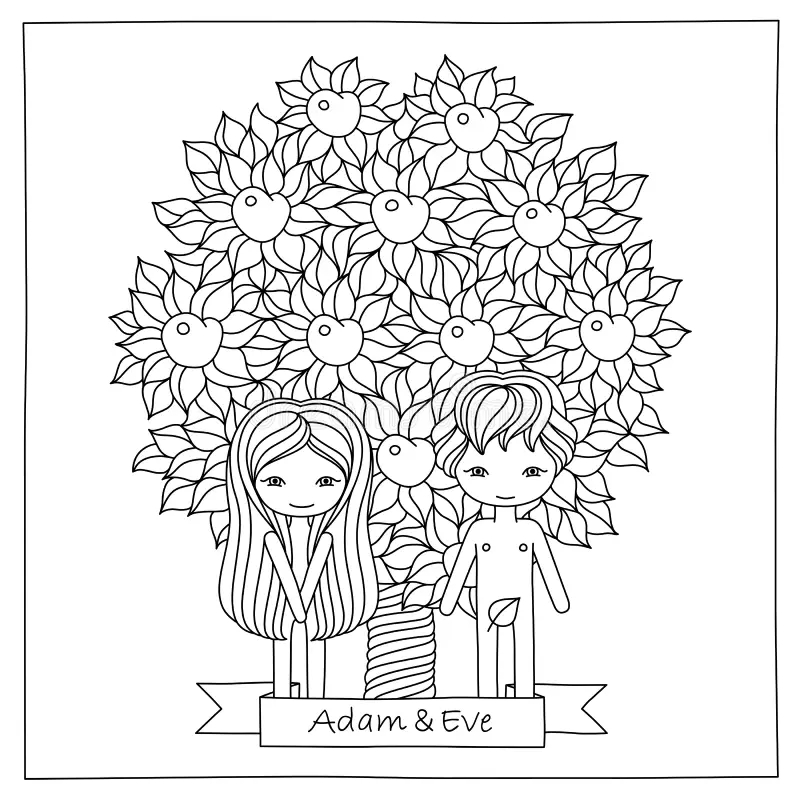 Adam Eve Coloring Page Stock Illustrations 3 Adam Eve Coloring 