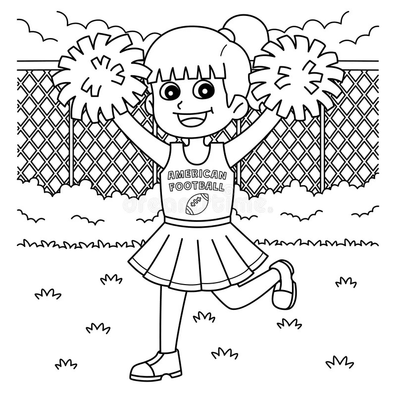 American Cheerleader Coloring Page Stock Illustrations 7 