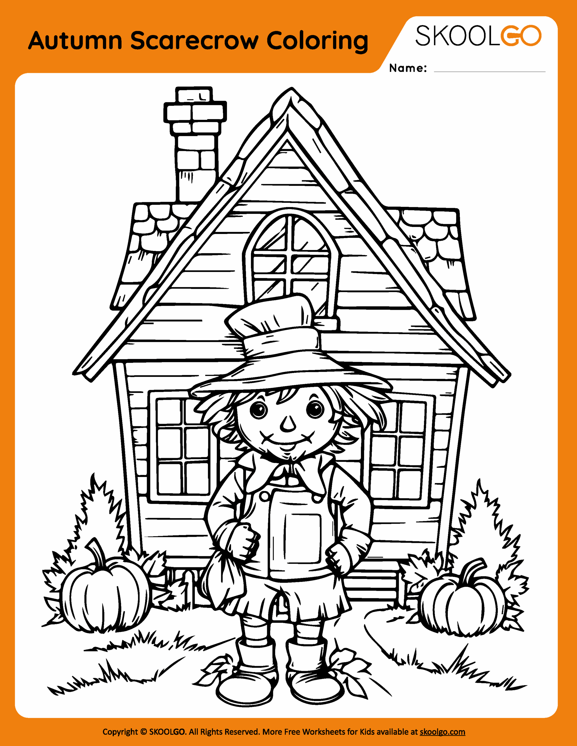 Autumn Scarecrow Coloring SKOOLGO Autumn Scarecrow Coloring SKOOLGO