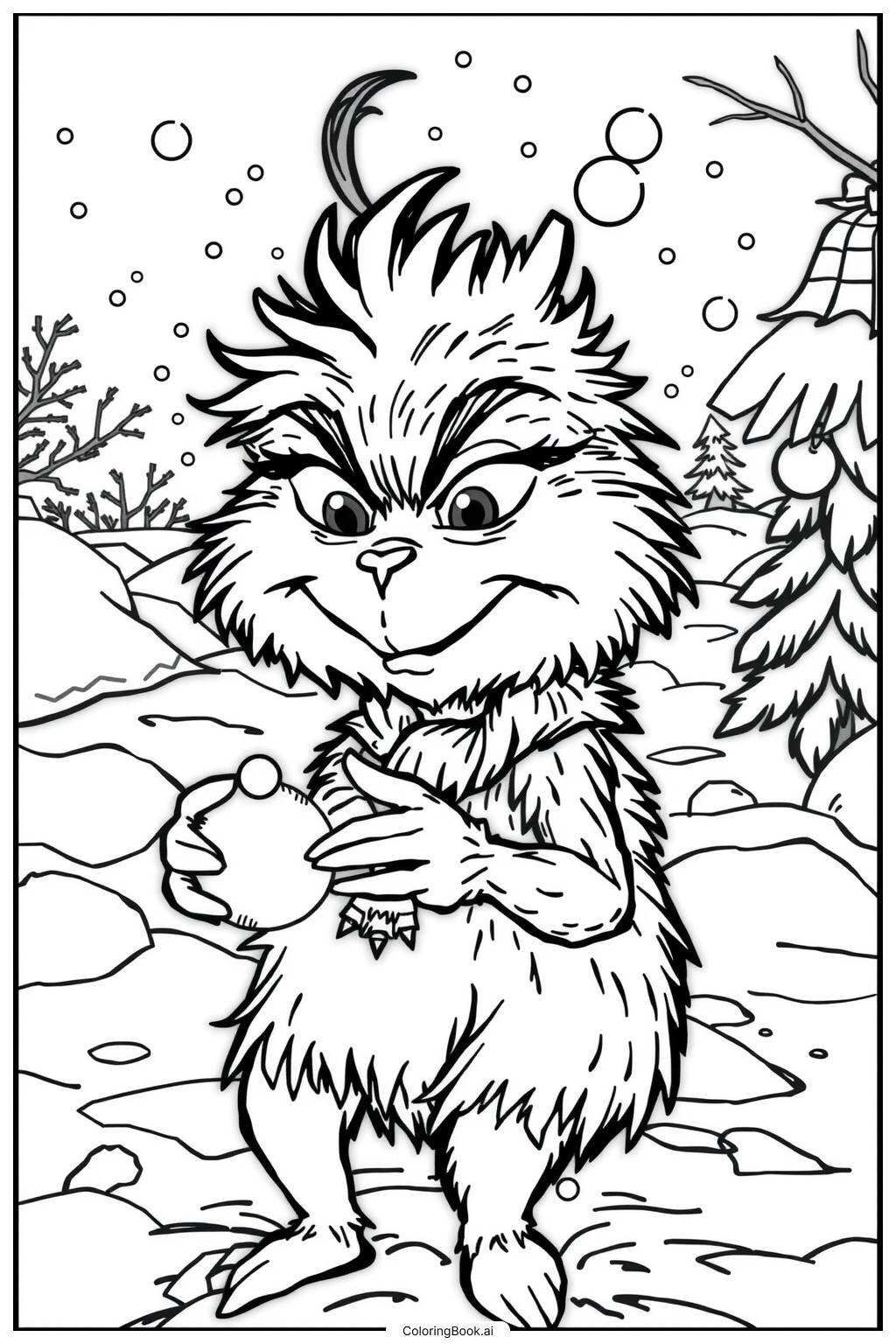 Baby Grinch Playing In The Snow 2 Coloring Page Free PDF PNG Printable Baby Grinch Playing In The Snow 2 Coloring Page Free PDF PNG Printable
