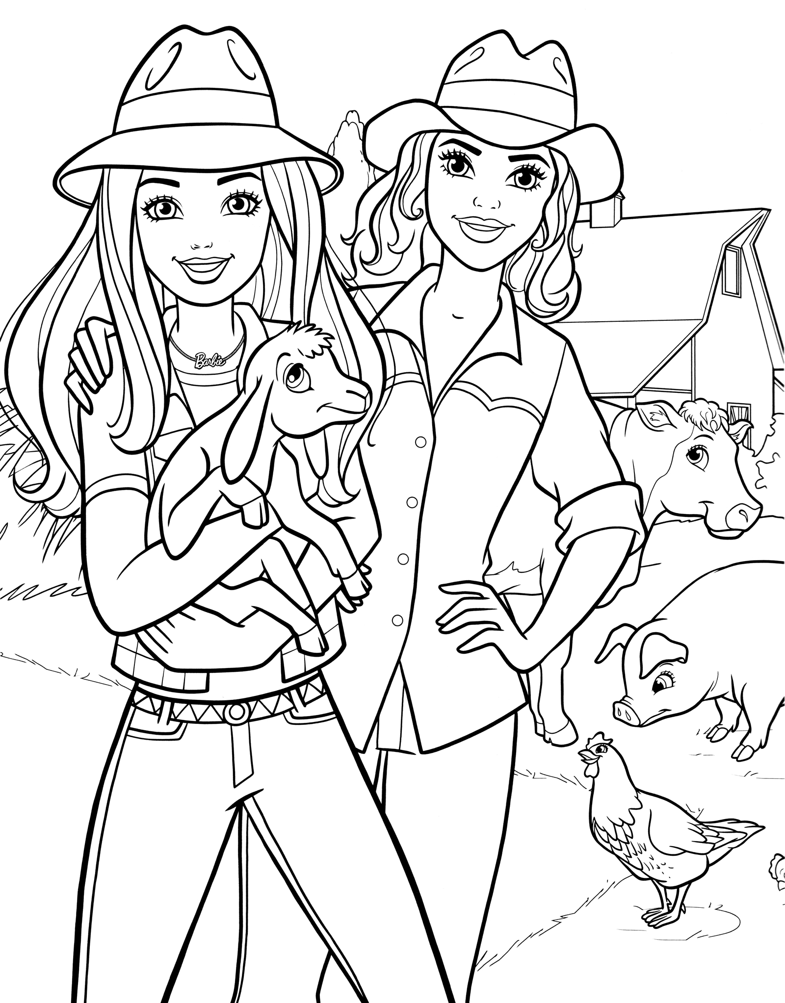 Barbie On The Farm Coloring Page Free And Printable