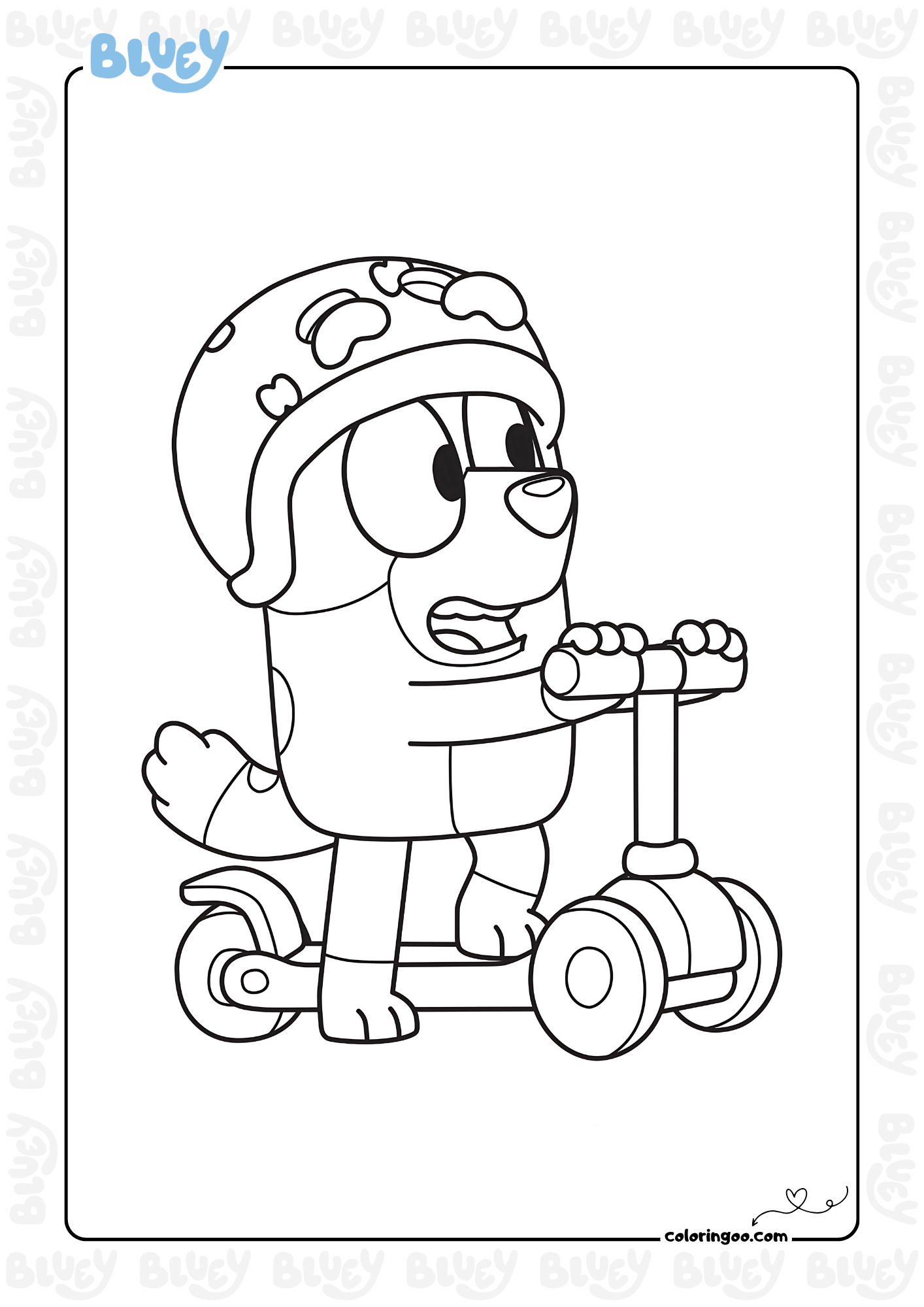 Bluey Bingo Scooter Coloring Page