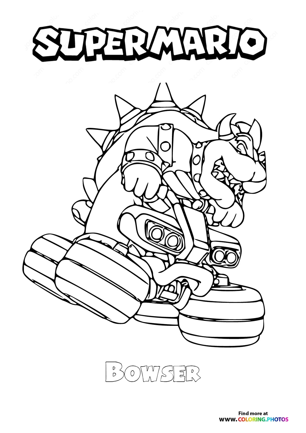 Bowser On A Cart Coloring Pages For Kids