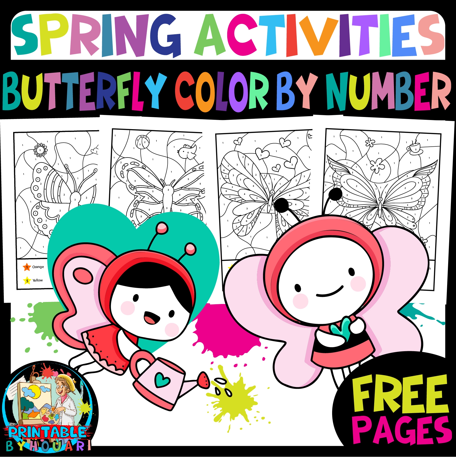 Butterfly Color By Number Free Printable Coloring Pages For Kids 