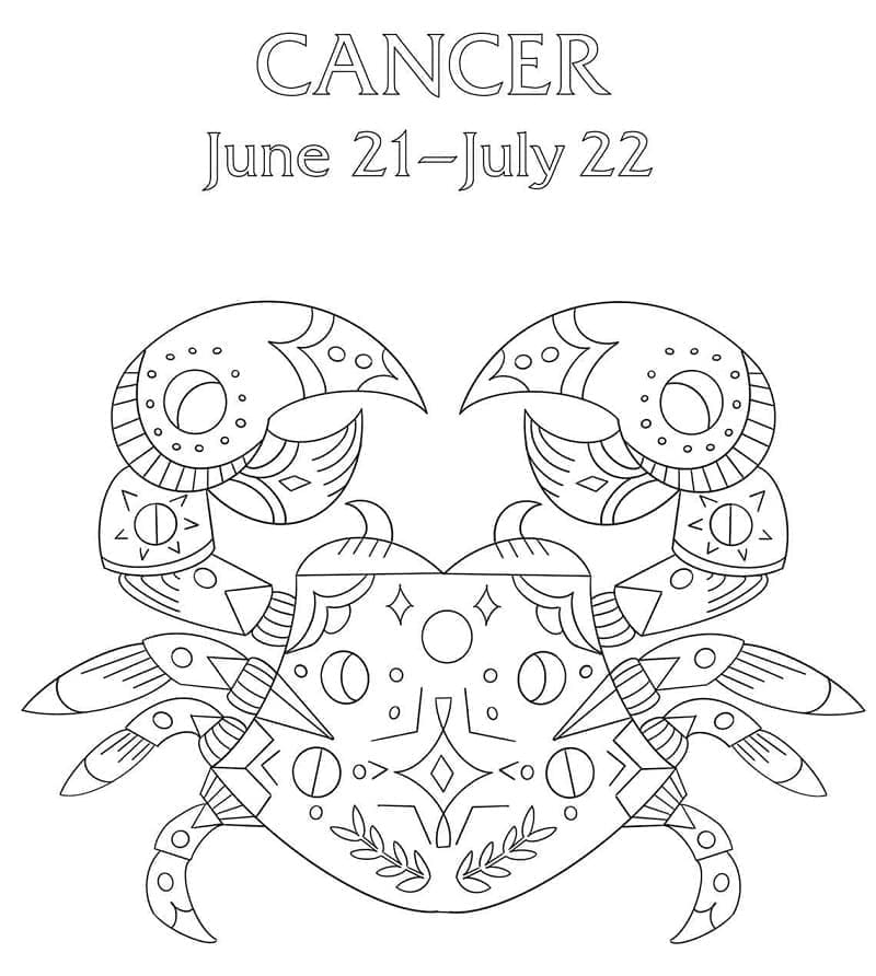 Cancer Zodiac Sign Image Coloring Page Download Print Or Color Online For Free