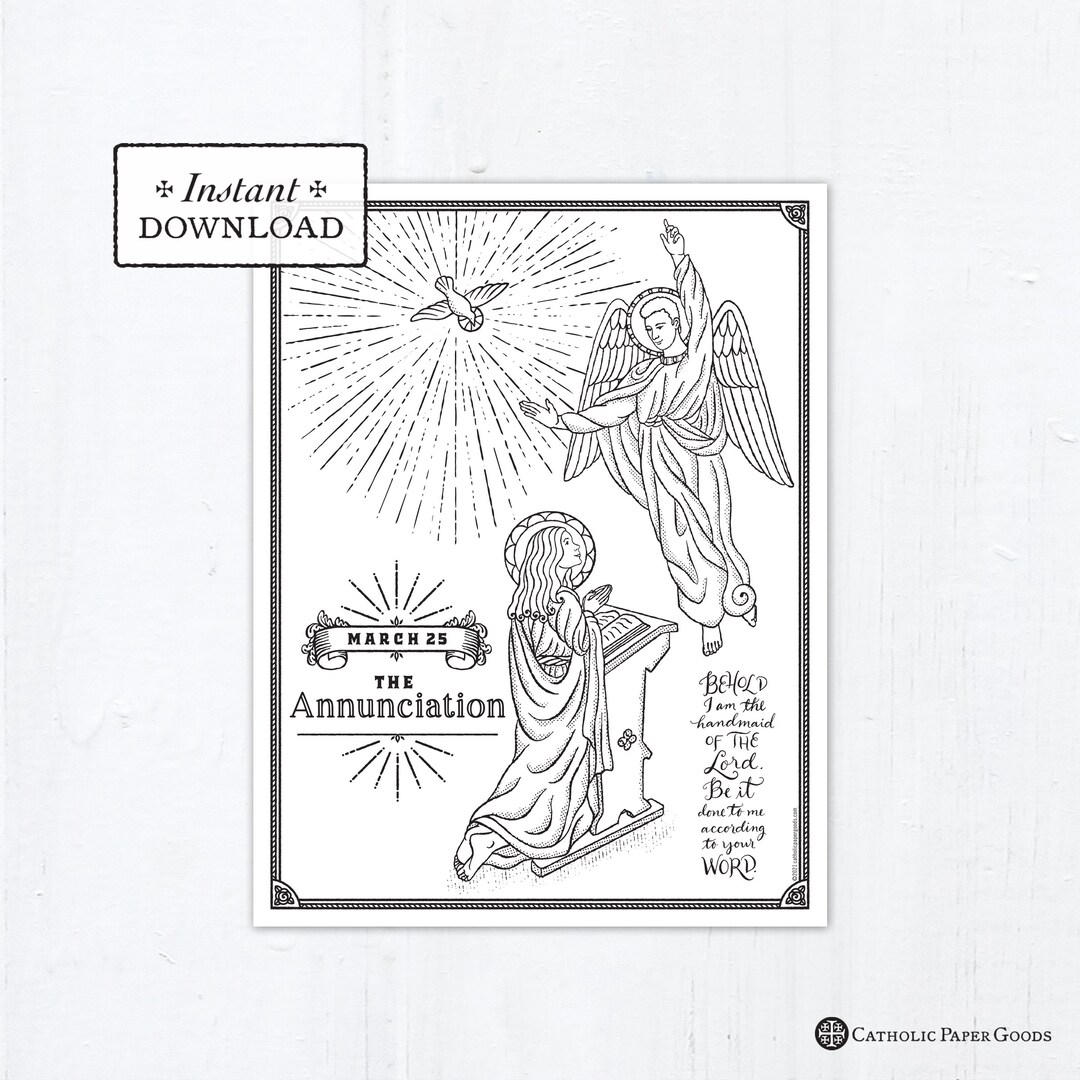 Catholic Coloring Page The Annunciation Of The Lord Catholic Printable Coloring Page Digital PDF Etsy