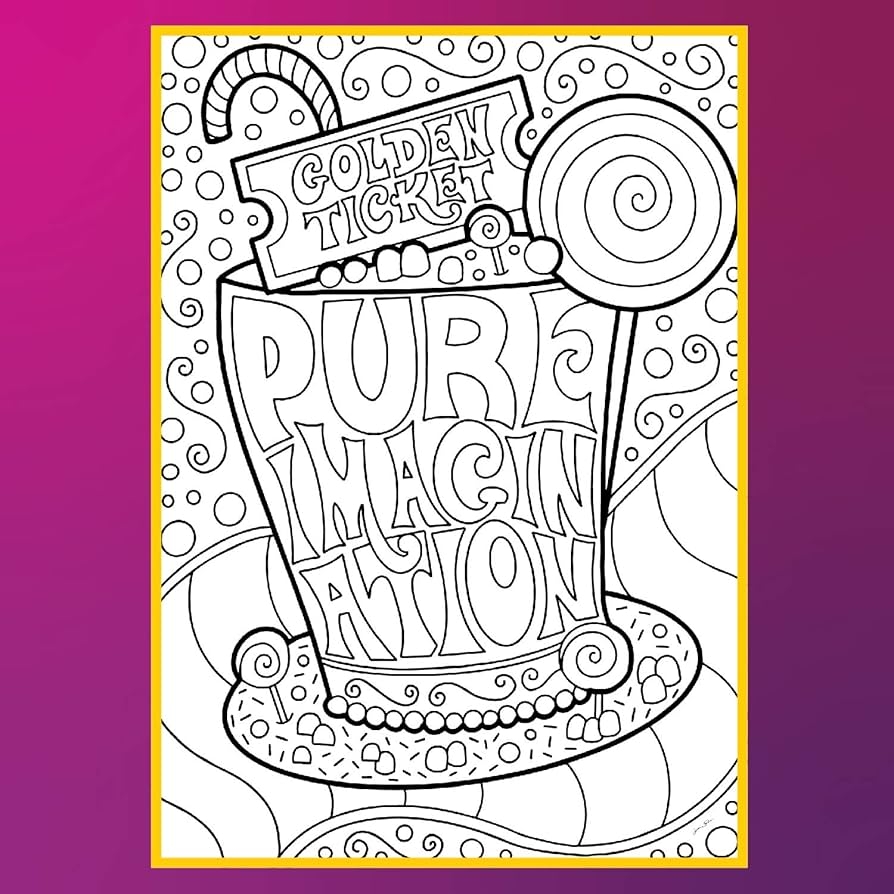Charlie And The Chocolate Factory Pure Imagination Coloring Pages Hand Drawn Illustrations By Colourway Printed On Matte Card Stock 8 5 X 11 Inches Set Of 4 Individual Designs Amazon de Stationery Office Supplies