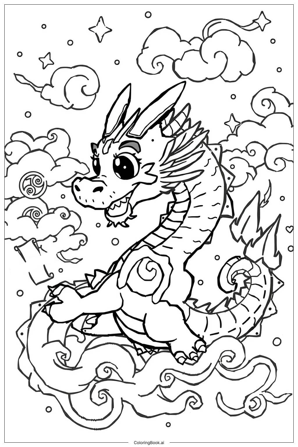 Chinese New Year Story Of The Chinese Dragon Coloring Page Free PDF PNG Printable 