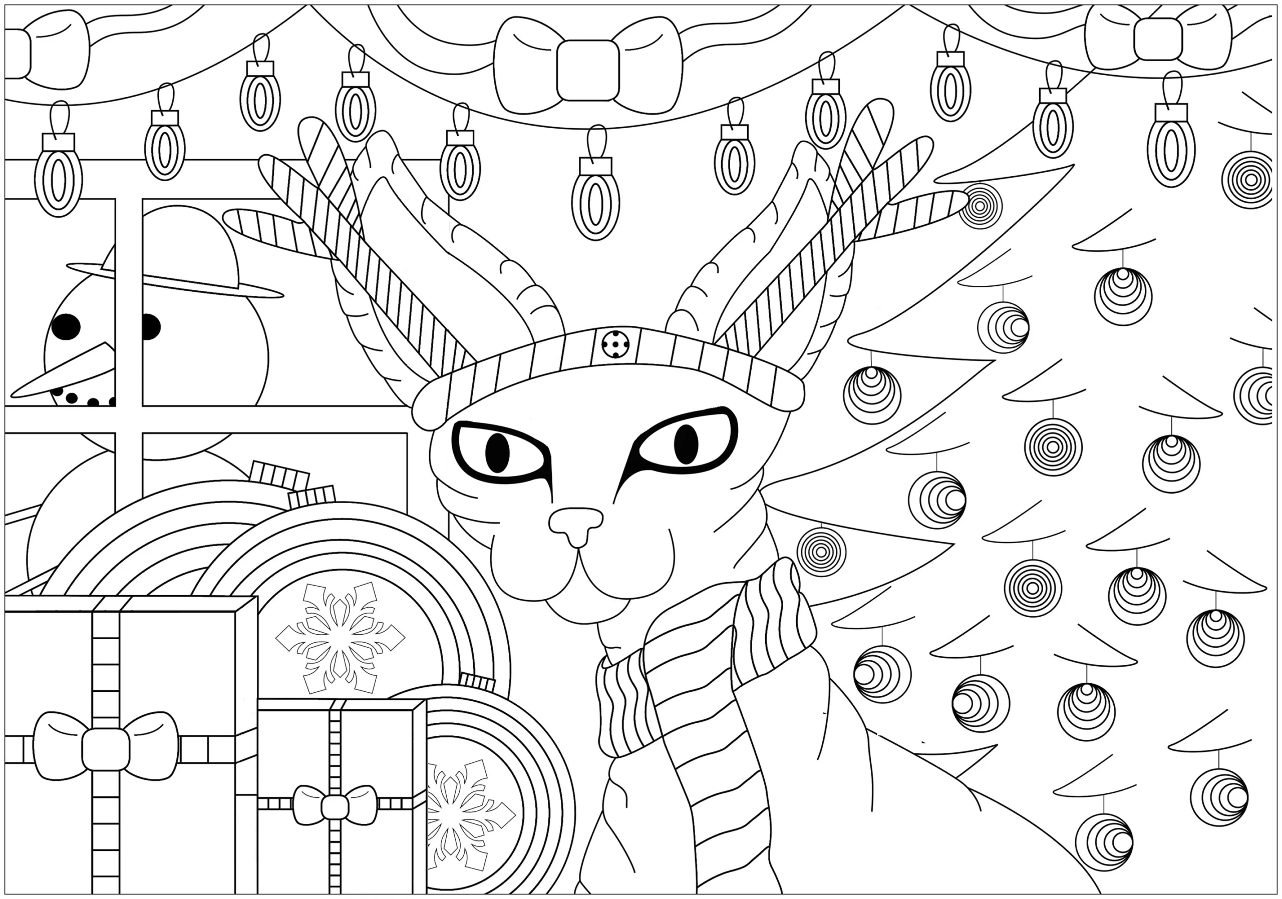 Christmas Cat Christmas Coloring Pages For Adults Christmas Cat Christmas Coloring Pages For Adults