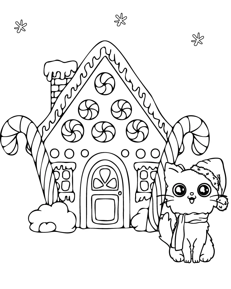 Christmas Cat Coloring Pages Printable