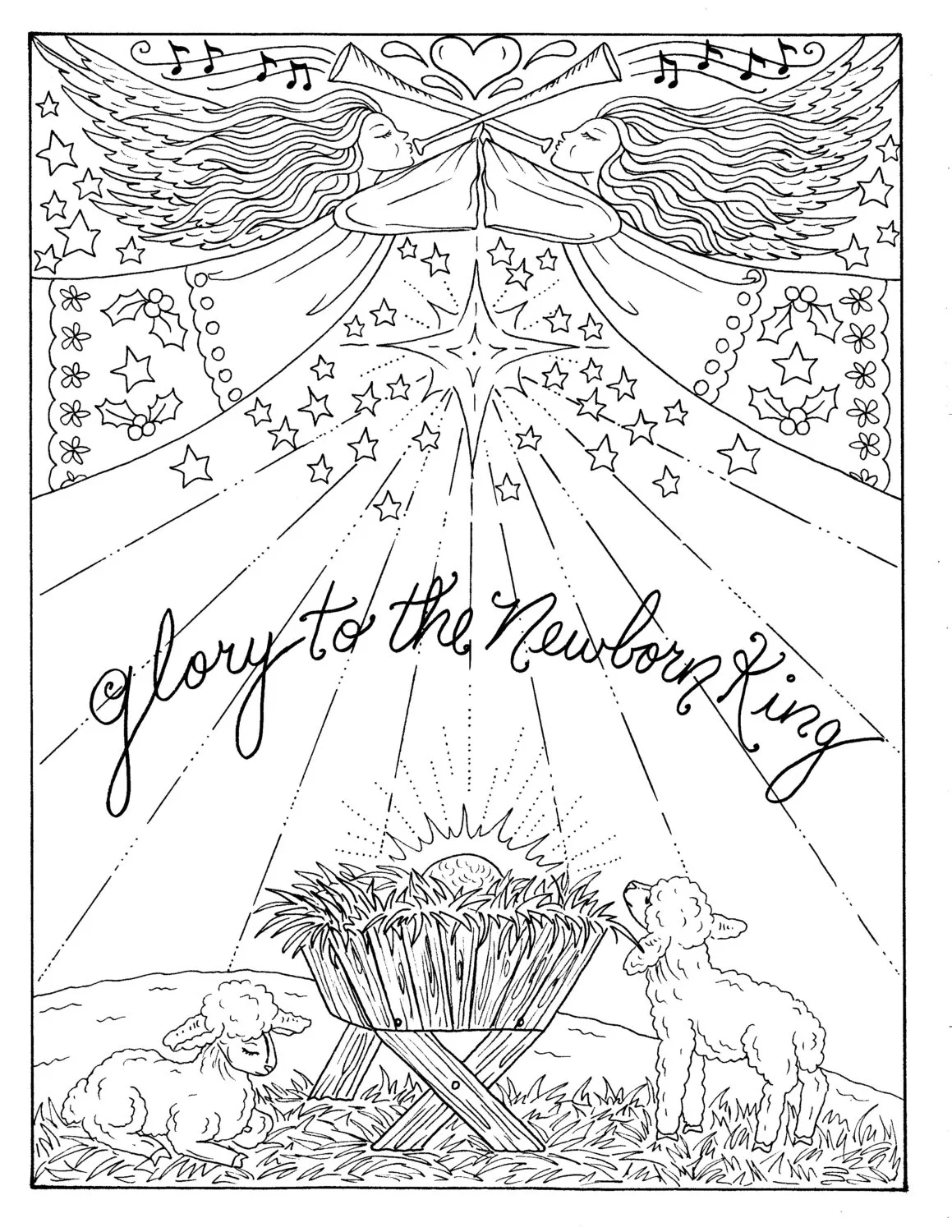 Christmas Christian Coloring Page Holidays Coloring Adult Scriptures Etsy